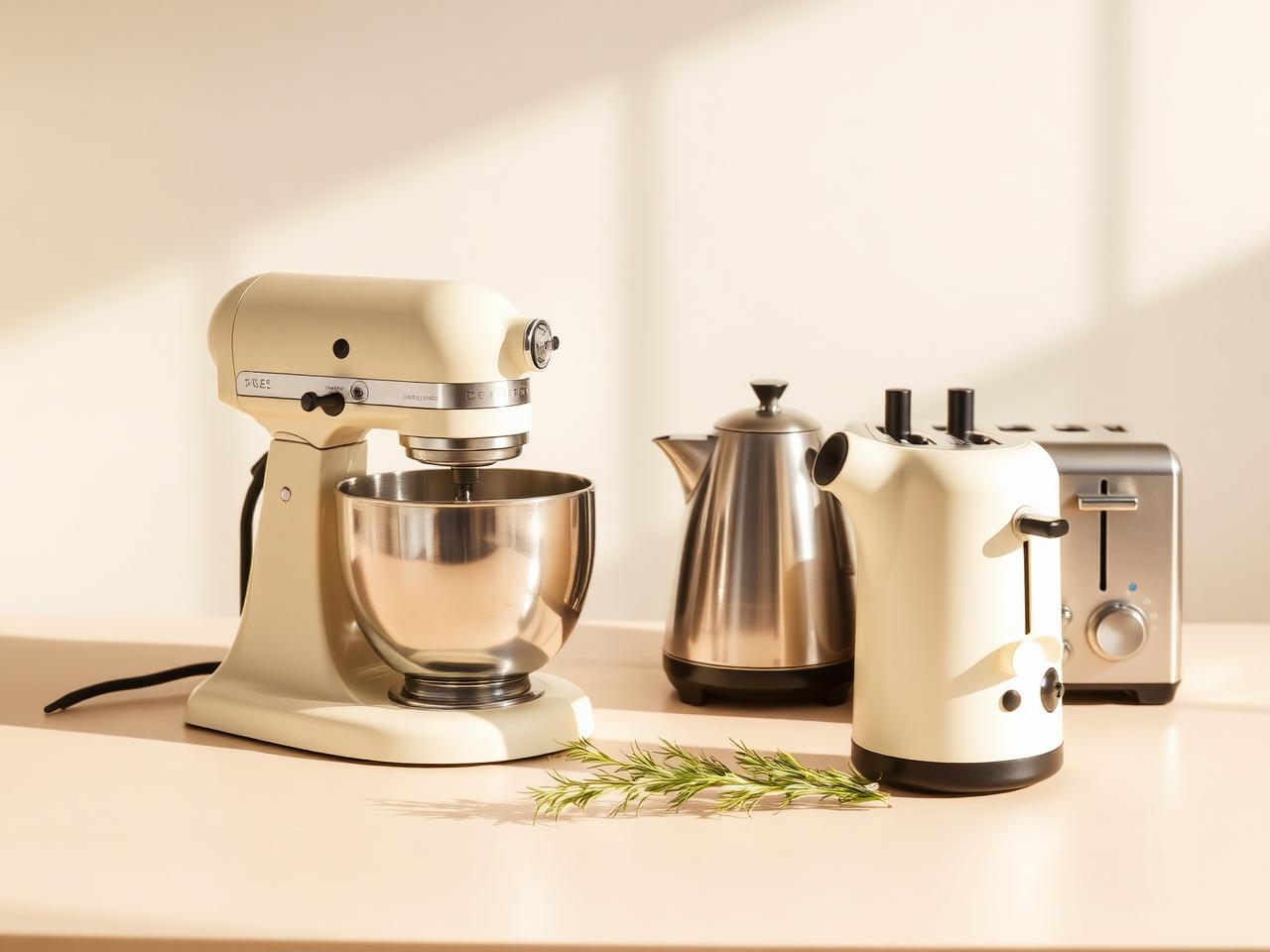 KitGem kitchen appliances including a stand mixer and kettle